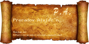 Preradov Alvián névjegykártya